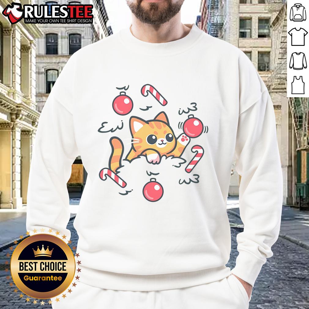 Cute Cat On The Christmas Tree T-Shirt - Image 5