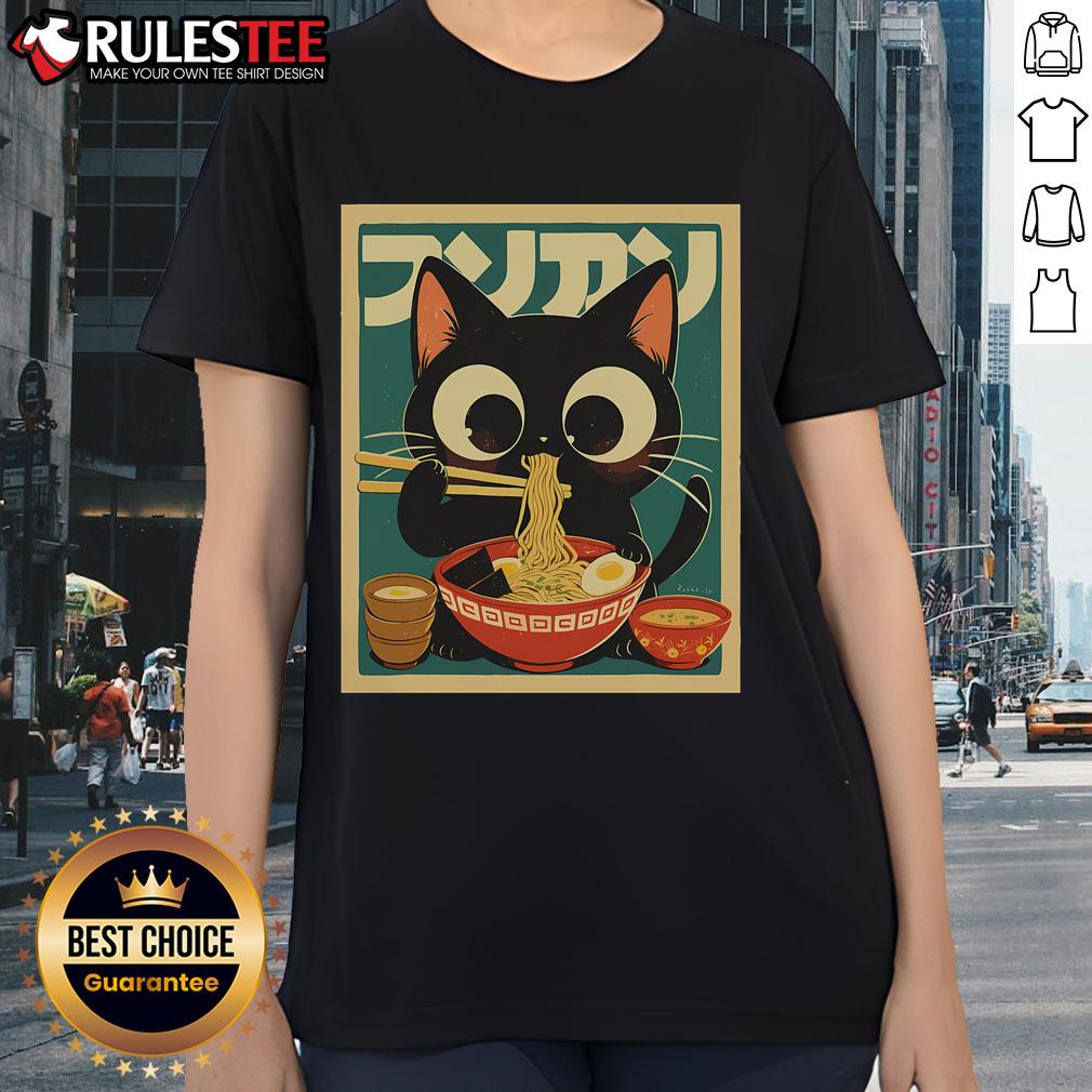 Cute Cat Ramen Japanese Funny Japanese Kawaii Anime T-Shirt - Image 3