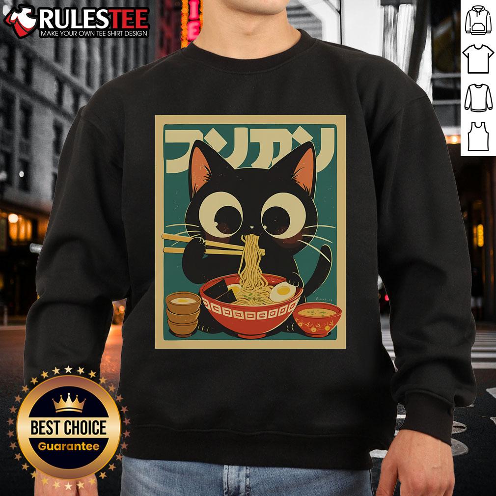 Cute Cat Ramen Japanese Funny Japanese Kawaii Anime T-Shirt - Image 5