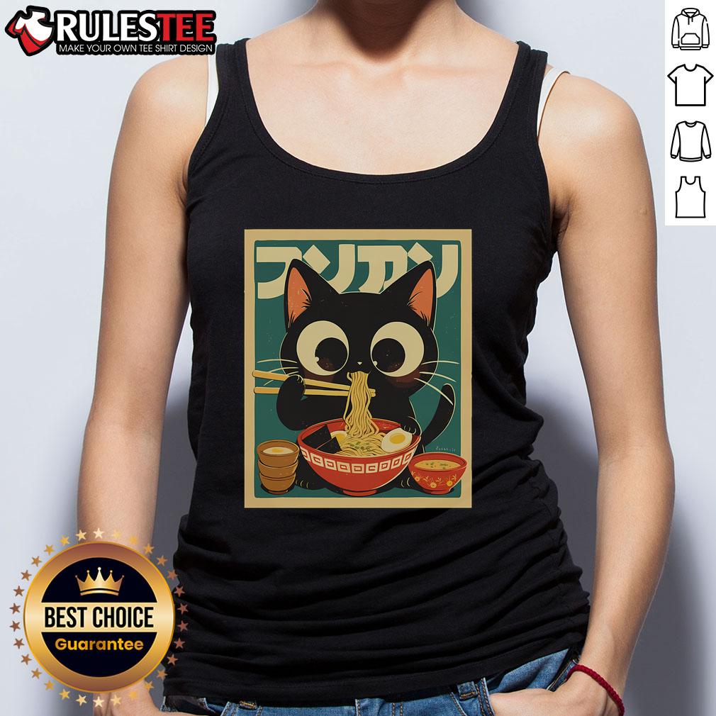 Cute Cat Ramen Japanese Funny Japanese Kawaii Anime T-Shirt - Image 4