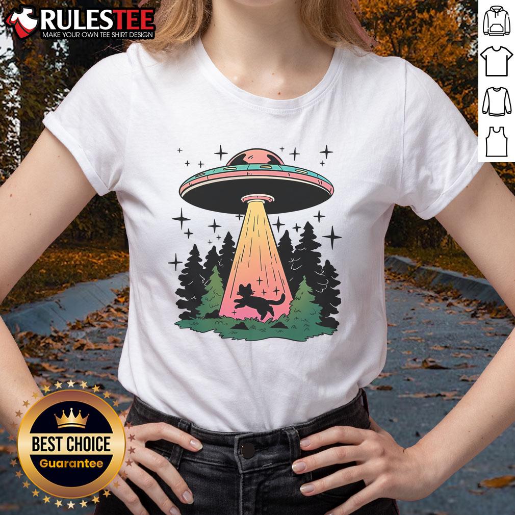 Cute Cat To The Mothership UFO T-Shirt - Image 3