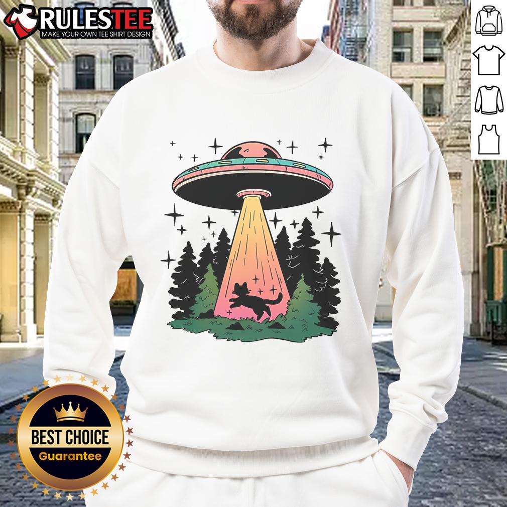 Cute Cat To The Mothership UFO T-Shirt - Image 5