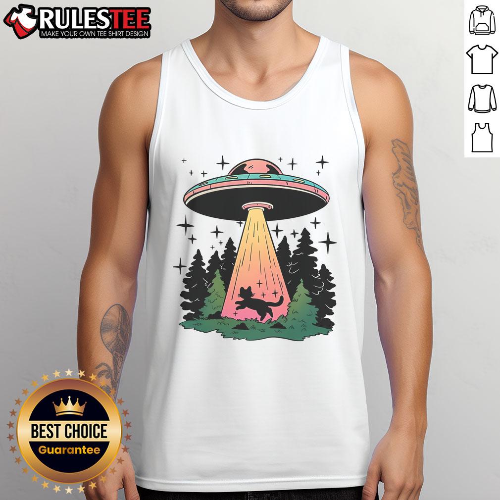 Cute Cat To The Mothership UFO T-Shirt - Image 4