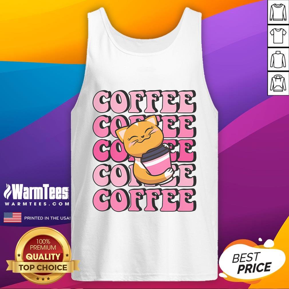 Cute Cat With Coffee T-Shirt - Image 4