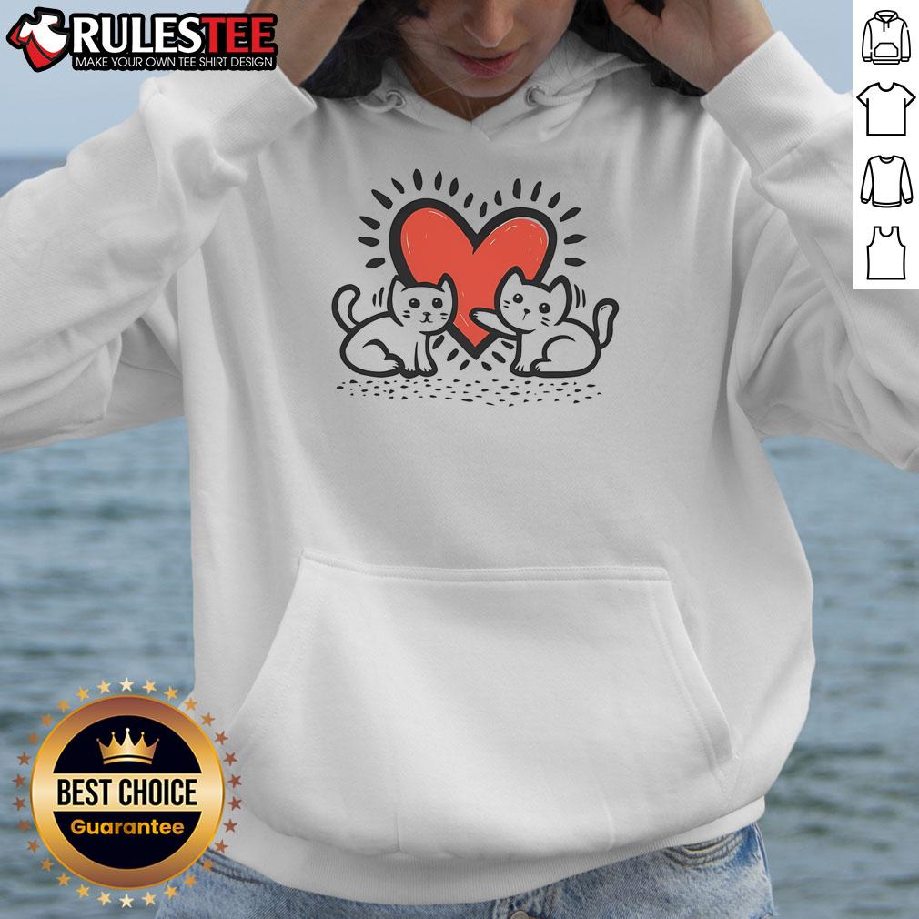 Cute Cats Doodle Heart T-Shirt - Image 2