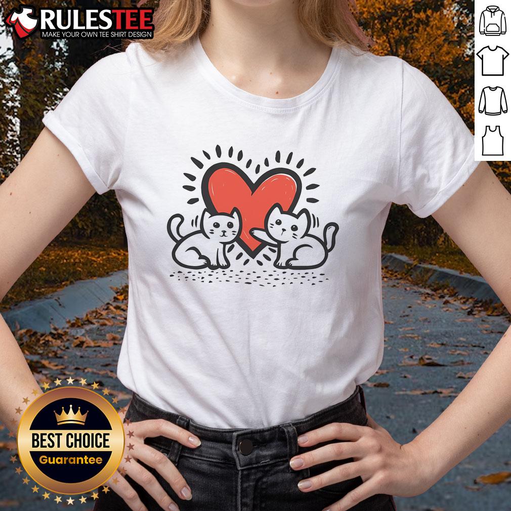 Cute Cats Doodle Heart T-Shirt - Image 3