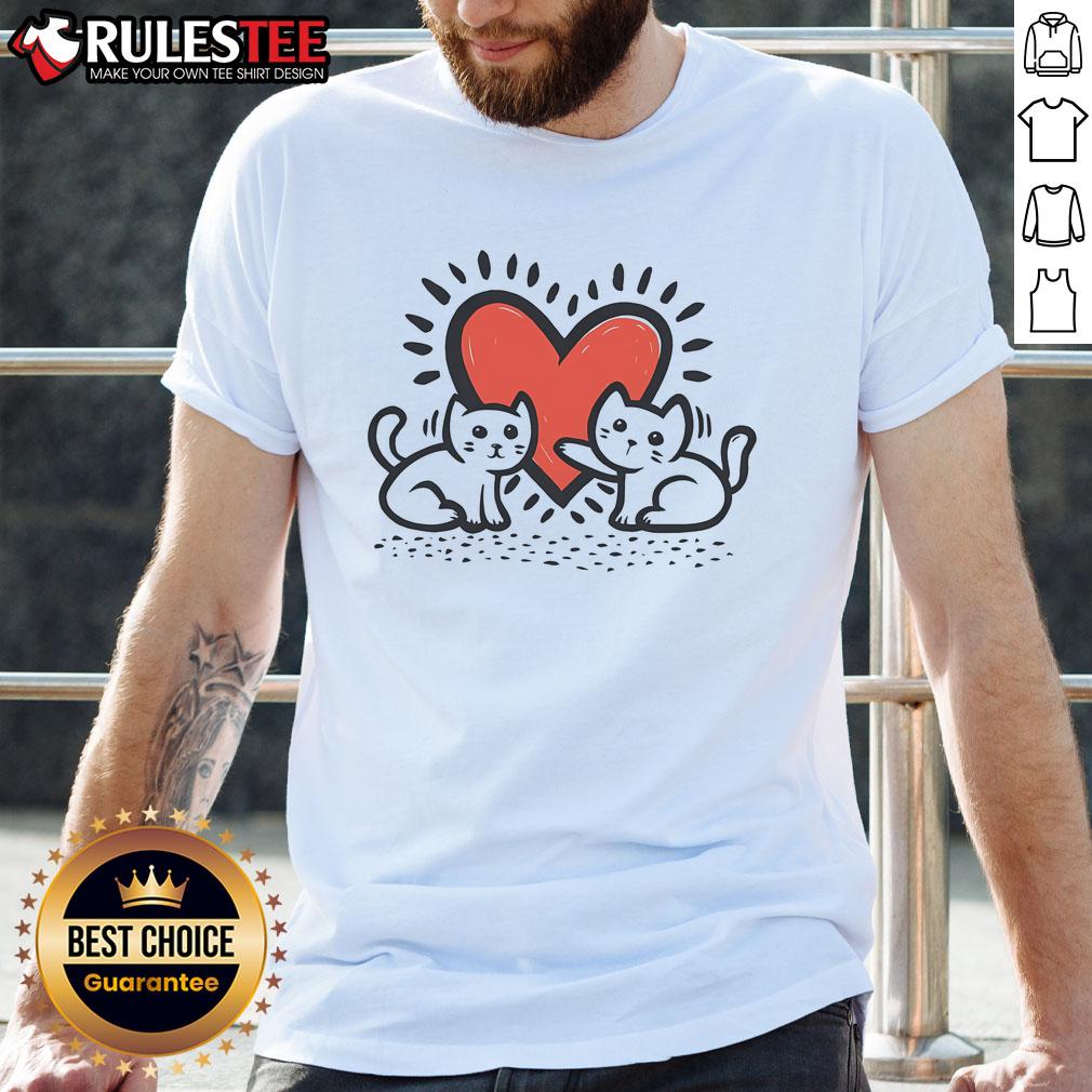 Cute Cats Doodle Heart T-Shirt