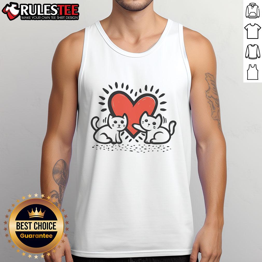 Cute Cats Doodle Heart T-Shirt - Image 4