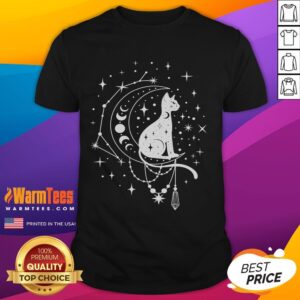 Cute Celestial Cat Crescent Moon Star Constellation Astrology T-Shirt