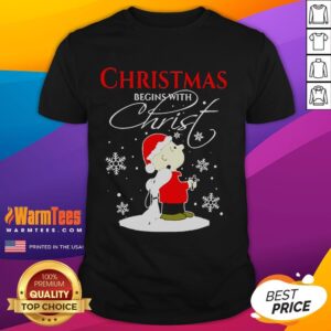 Cute Christmas Begins With Christ Peanuts Snoopy Xmas Holiday Costume T-Shirt