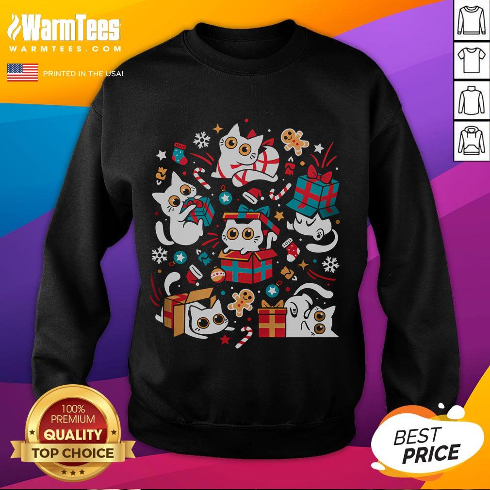Cute Christmas Party Cat T-Shirt - Image 5