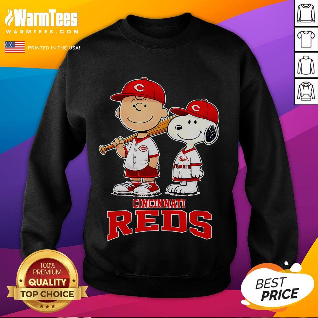 Cute Cincinnati Reds Charlie Brown And Snoopy Baseball Cartoon Fan T-Shirt - Image 5