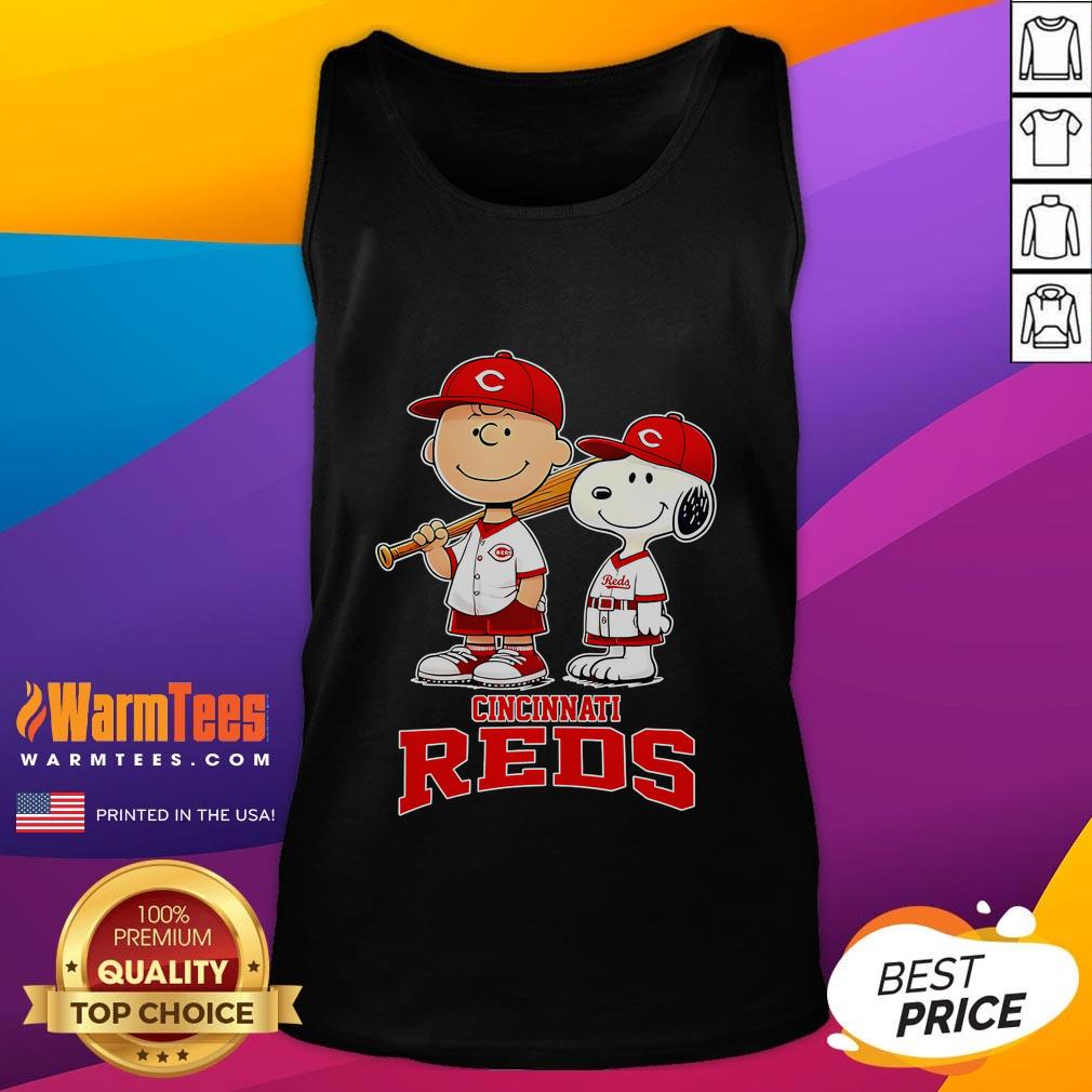 Cute Cincinnati Reds Charlie Brown And Snoopy Baseball Cartoon Fan T-Shirt - Image 4