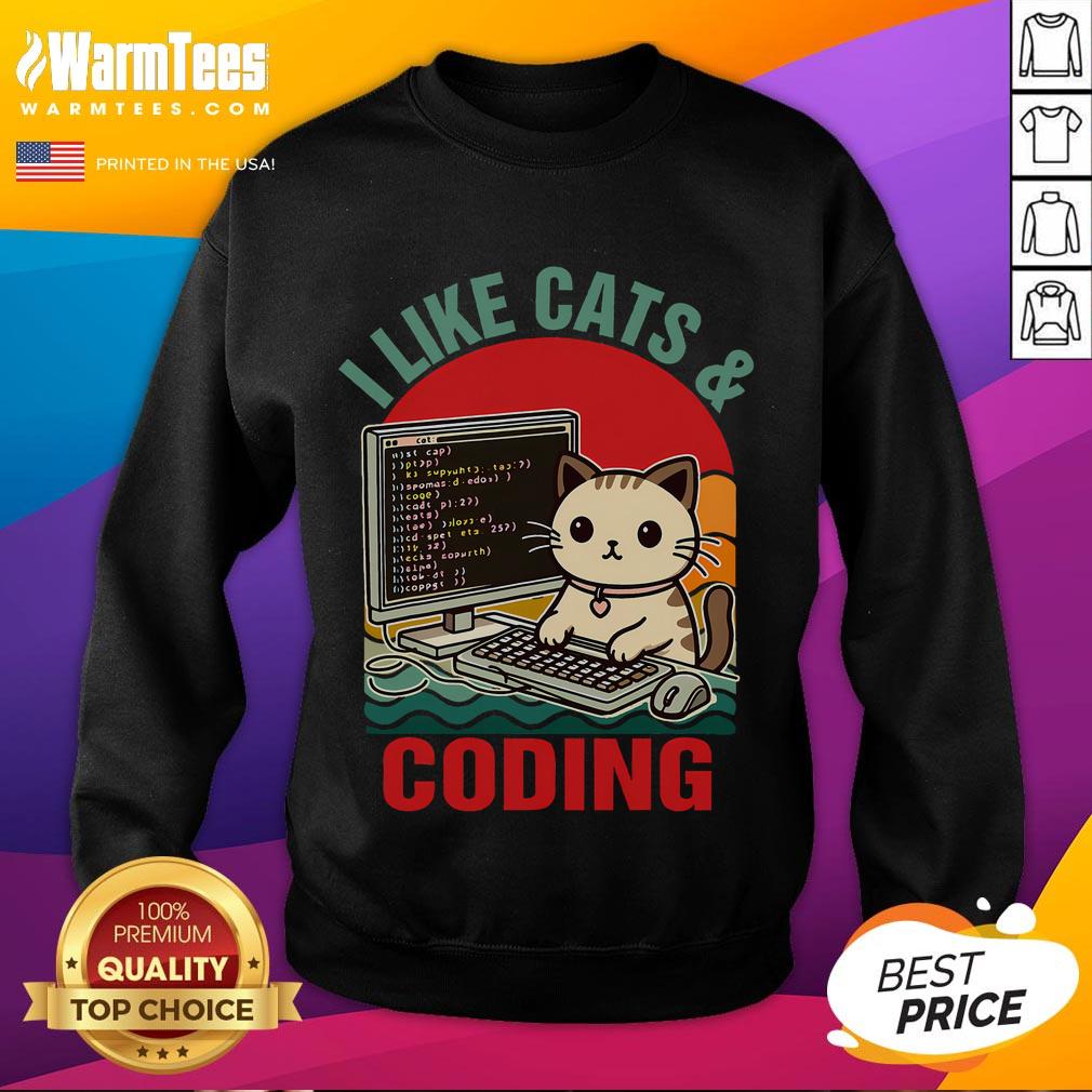 Cute Coder Programmer Cat Lover Cat Dad I Like Cats And Coding T-Shirt - Image 5