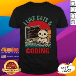 Cute Coder Programmer Cat Lover Cat Dad I Like Cats And Coding T-Shirt
