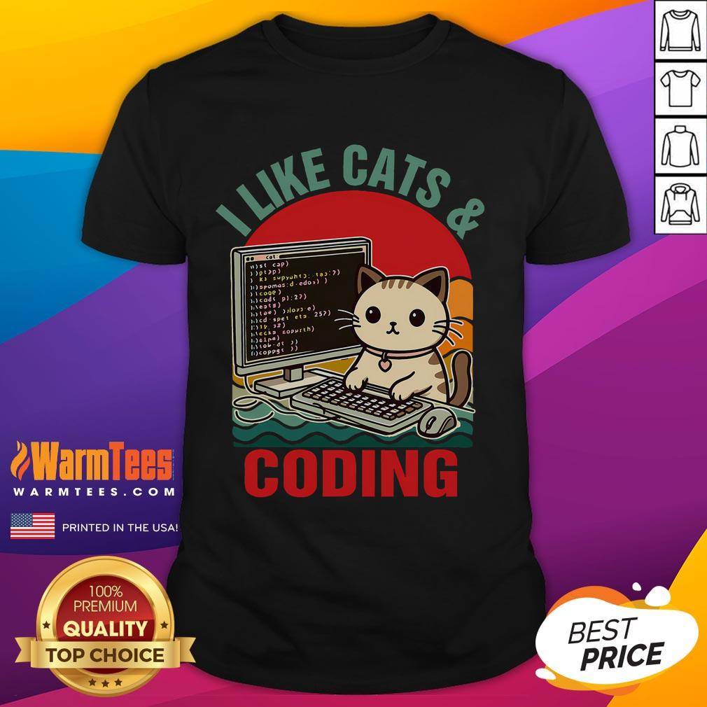 Cute Coder Programmer Cat Lover Cat Dad I Like Cats And Coding T-Shirt