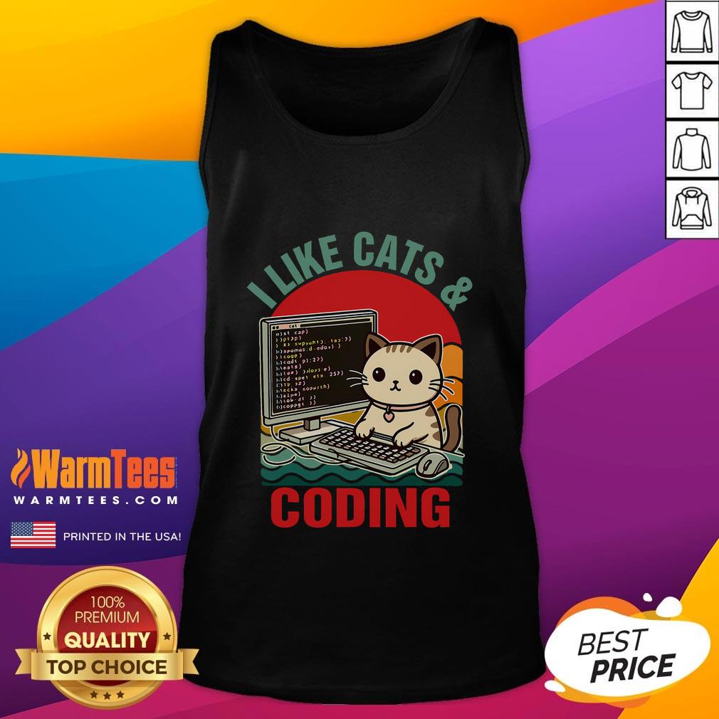 Cute Coder Programmer Cat Lover Cat Dad I Like Cats And Coding T-Shirt - Image 4