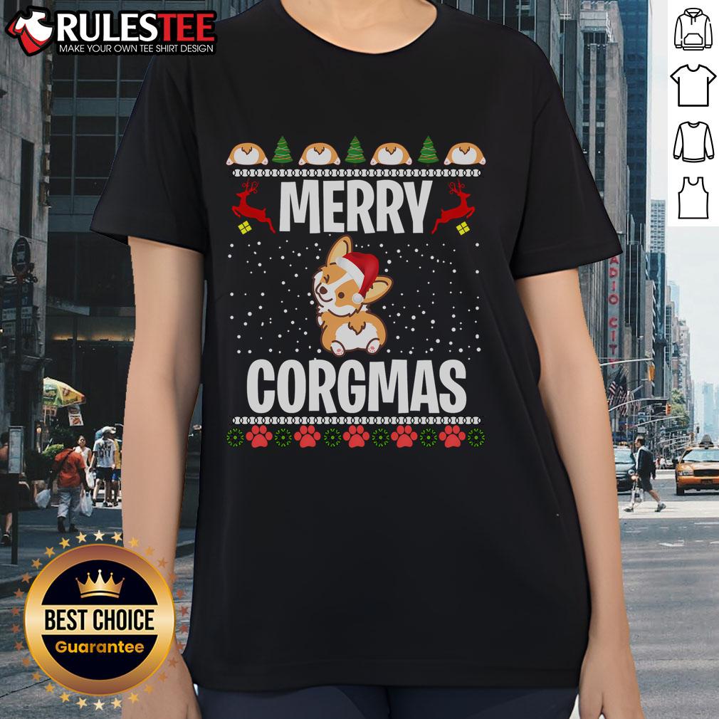 Cute Corgi Ugly Christmas Merry Corgmas Santa Corgi T-Shirt - Image 3