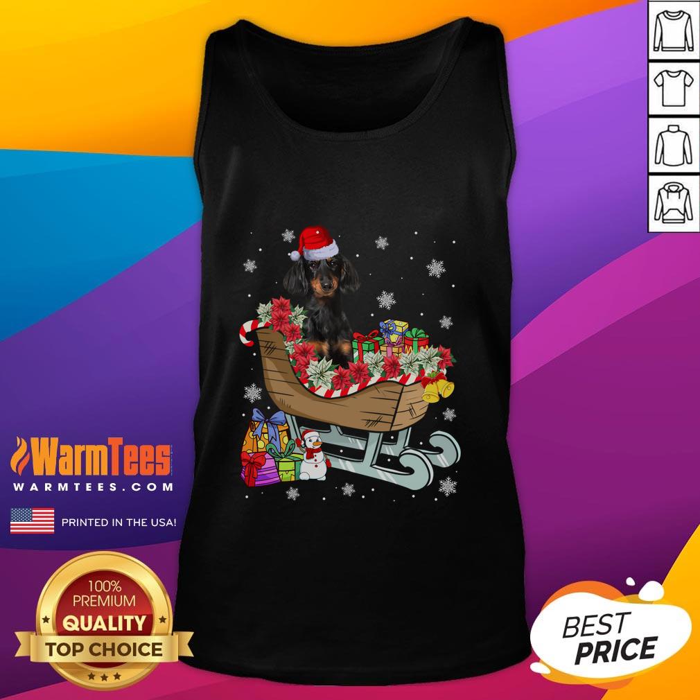Cute Dachshund Dog Christmas Santa Hat Xmas Puppy T-Shirt - Image 4