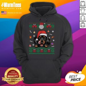 Alternative view of Cute Dachshund Dog Ugly Christmas Santa Hat Xmas T-Shirt