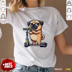 Alternative view of Cute Dog Pug On Scooter Comic Cartoon T-Shirt