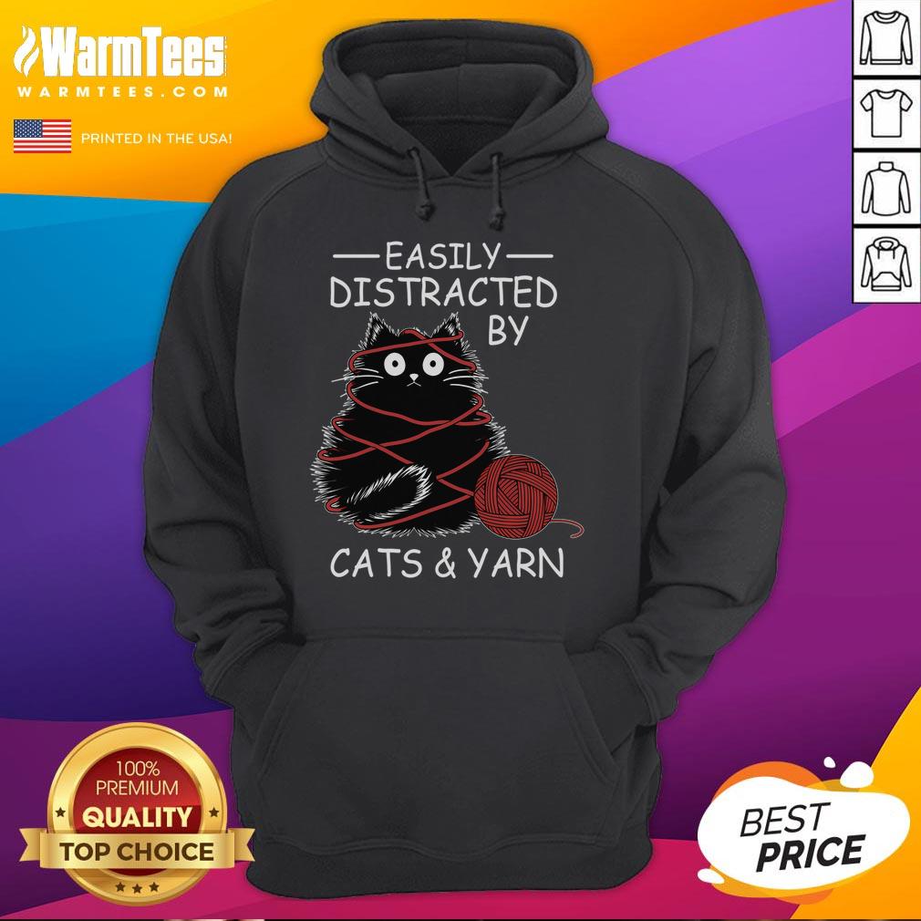 Cute Easily Distracted By Cats And Yarn Kitten Lover Crochet T-Shirt - Image 2