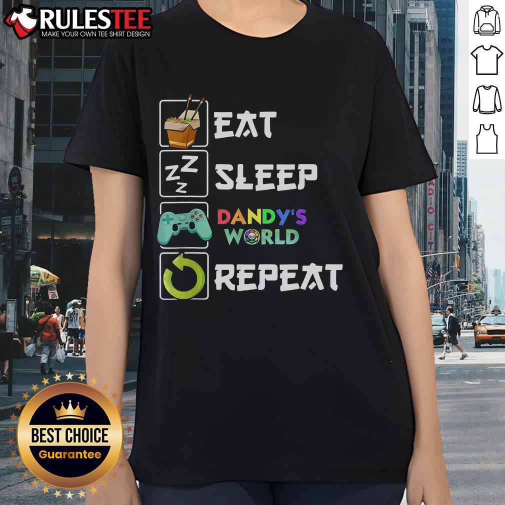 Cute Eat Sleep Dandy World Repeat Gaming Saying Meme T-Shirt - Image 3