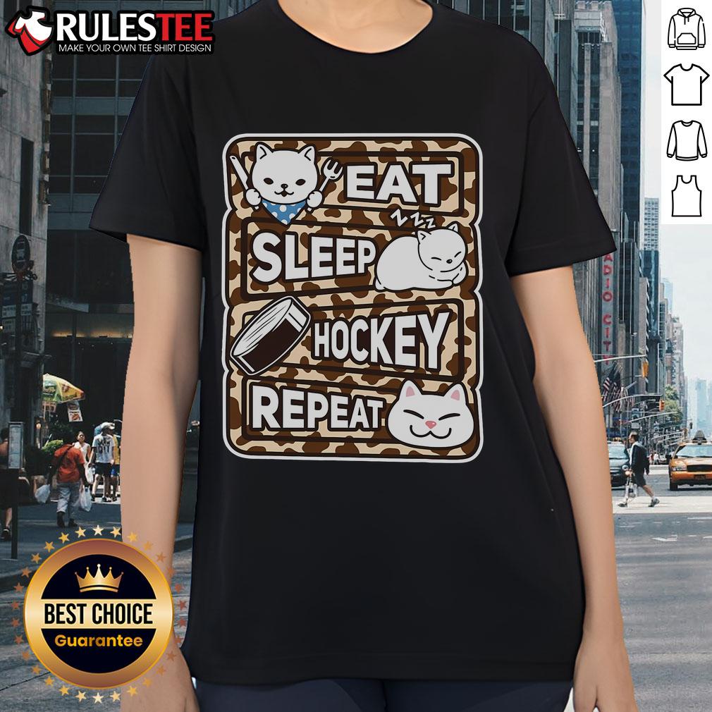 Cute Eat Sleep Hockey Repeat Hockey Lover T-Shirt - Image 3