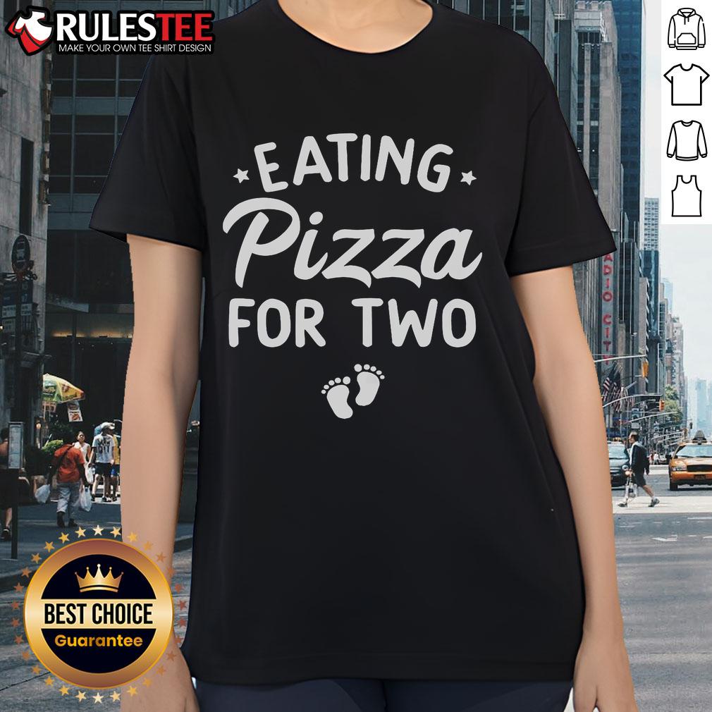 Cute Eating Pizza For Two Funny Pregnancy Announcement T-Shirt - Image 3