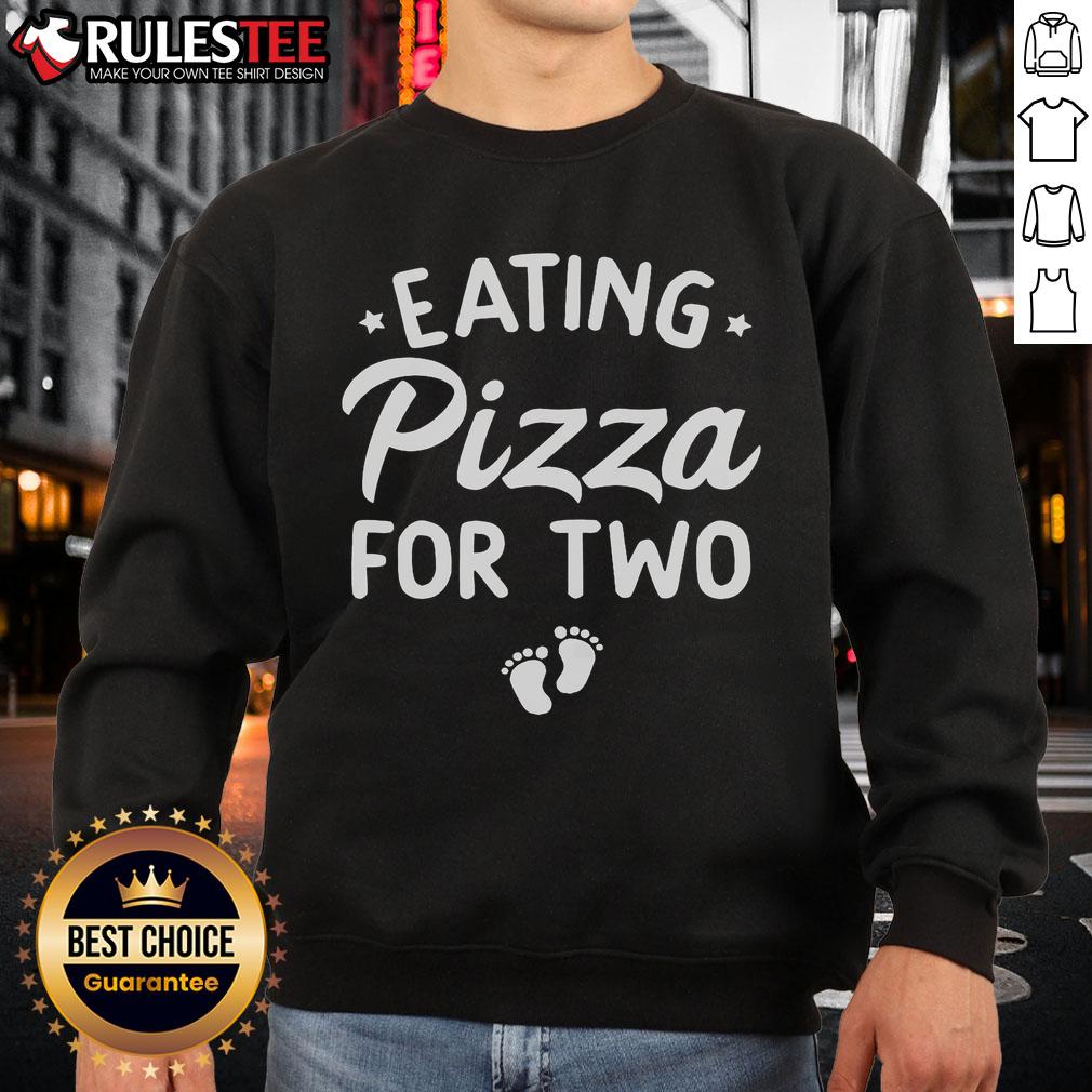 Cute Eating Pizza For Two Funny Pregnancy Announcement T-Shirt - Image 5