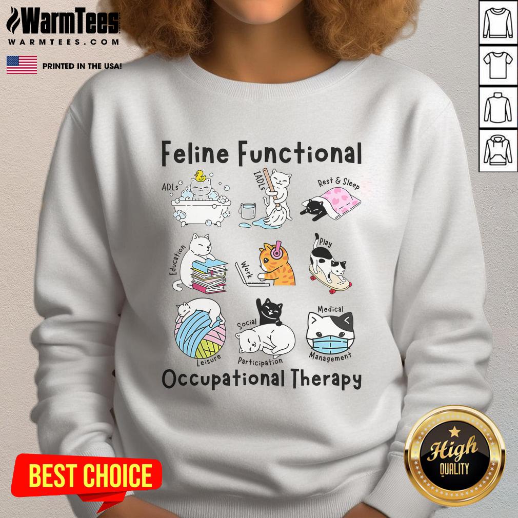 Cute Feline Fun Cat Functional Occupational Therapy Ot Therapist T-Shirt - Image 5