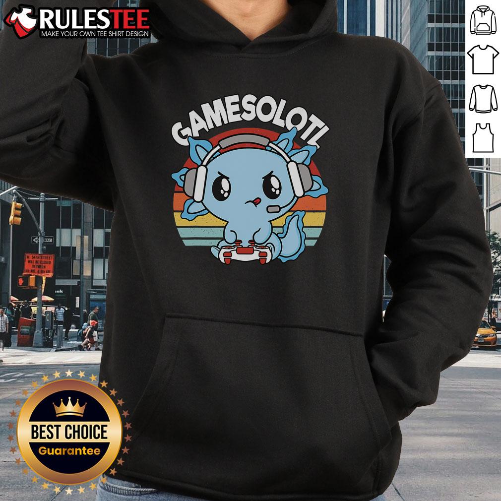 Cute Gamesolotl Axolotl Gamer Gaming Vintage Sunset T-Shirt - Image 2