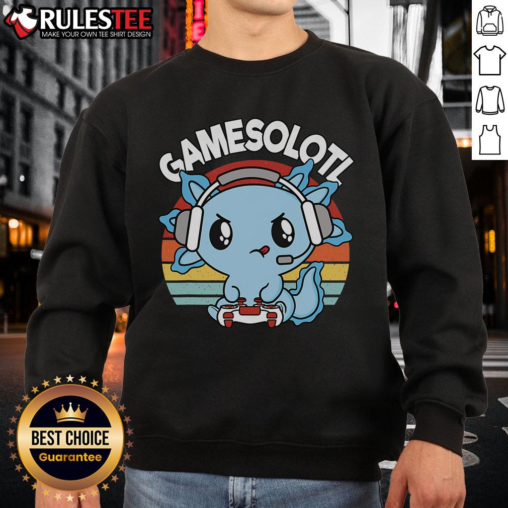 Cute Gamesolotl Axolotl Gamer Gaming Vintage Sunset T-Shirt - Image 5
