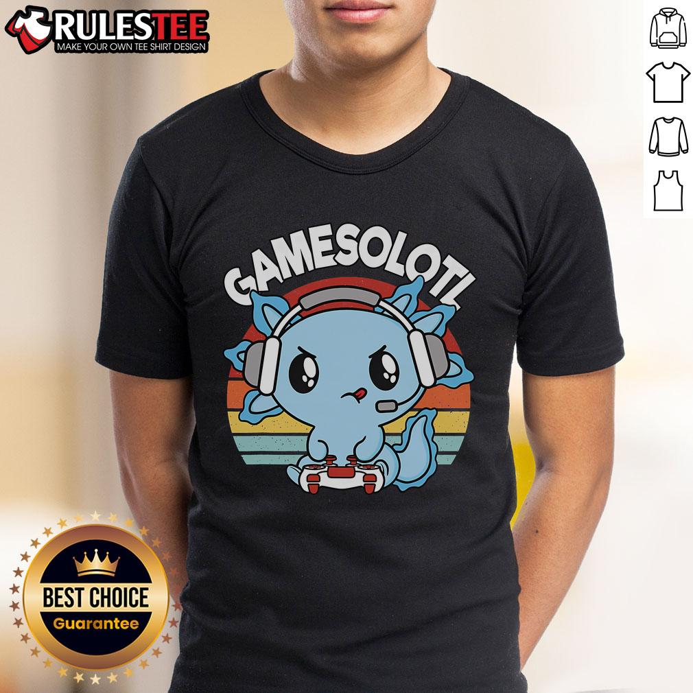 Cute Gamesolotl Axolotl Gamer Gaming Vintage Sunset T-Shirt