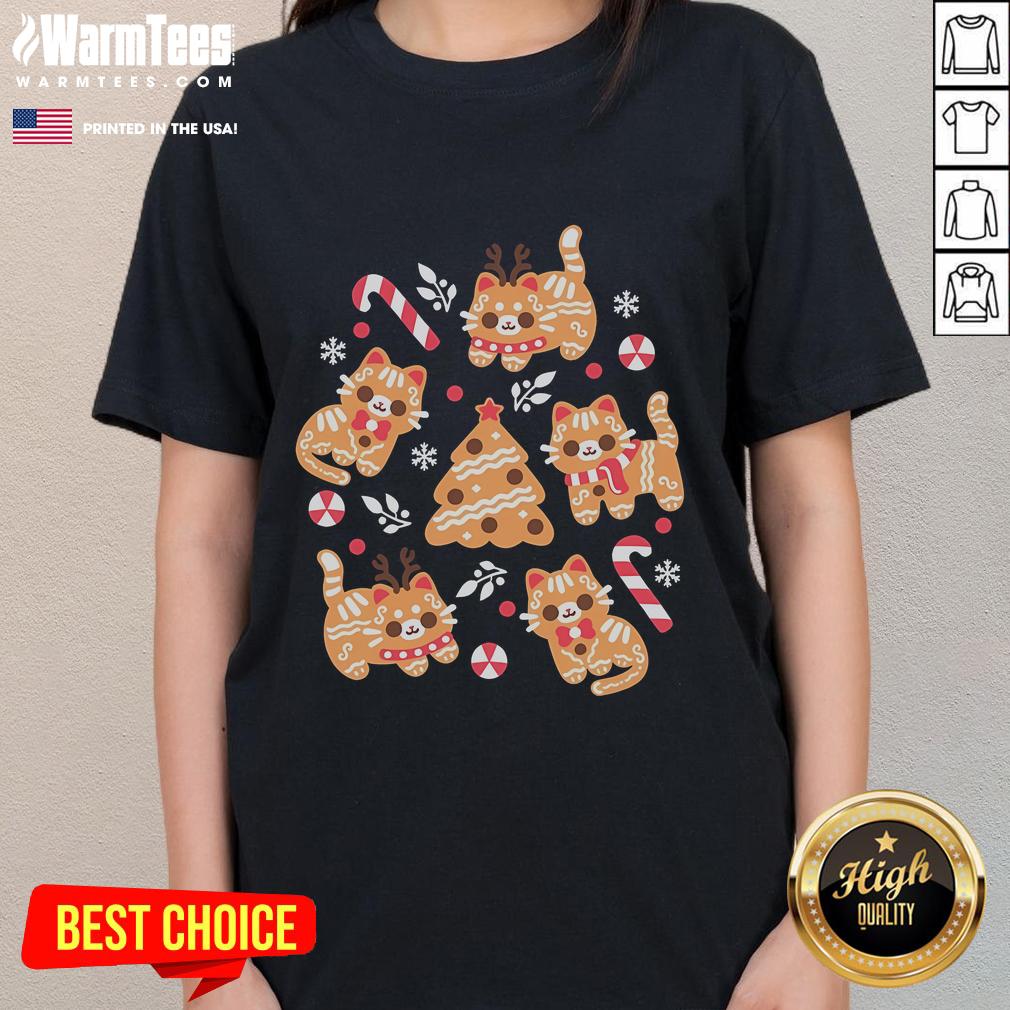 Cute Gingerbread Cats T-Shirt - Image 3