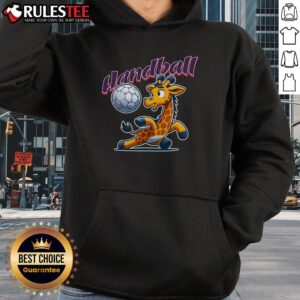 Alternative view of Cute Giraffe Handball Sports Fan Cartoon T-Shirt