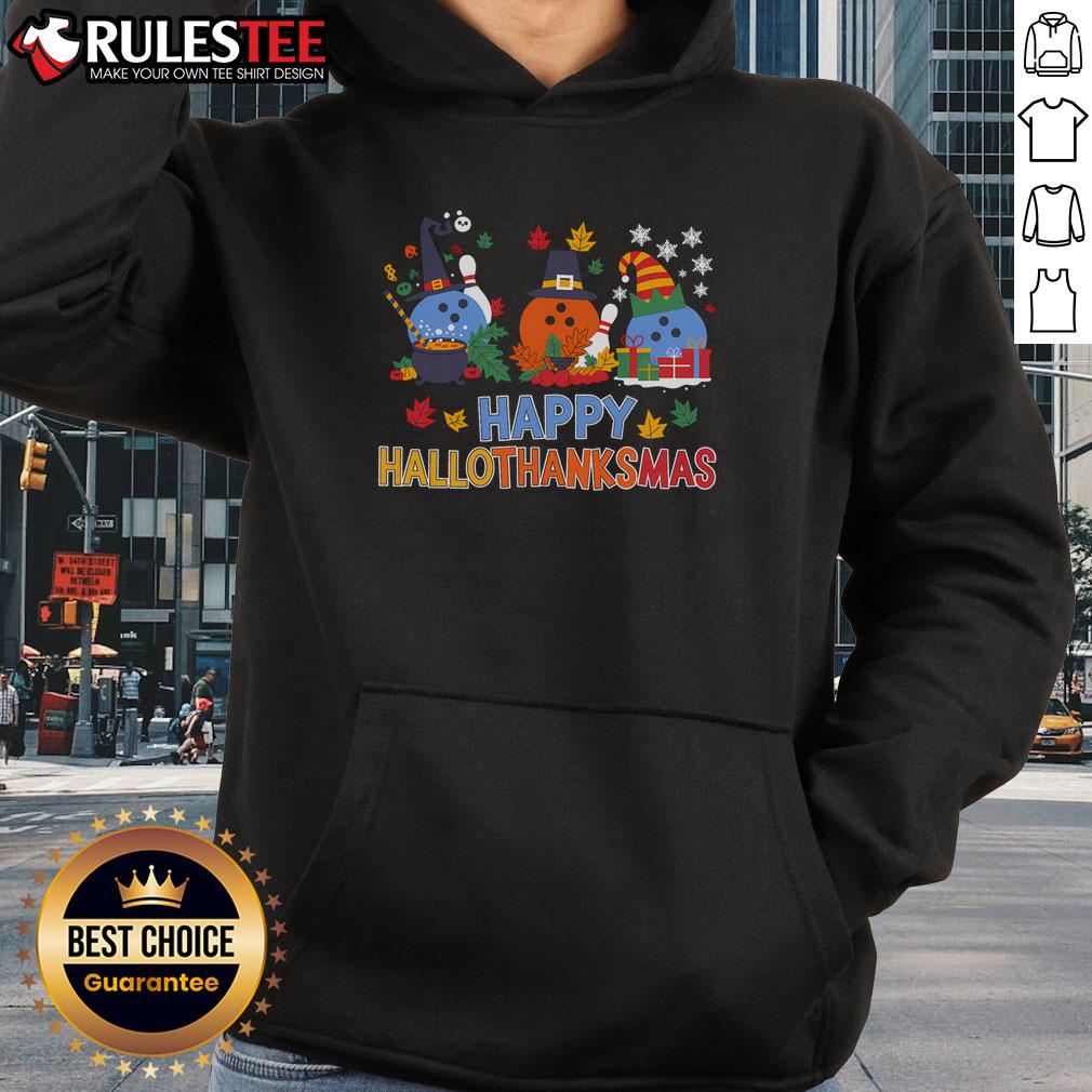 Cute Hallothanksmas Bowling Halloween Thanksgiving Christmas T-Shirt - Image 2