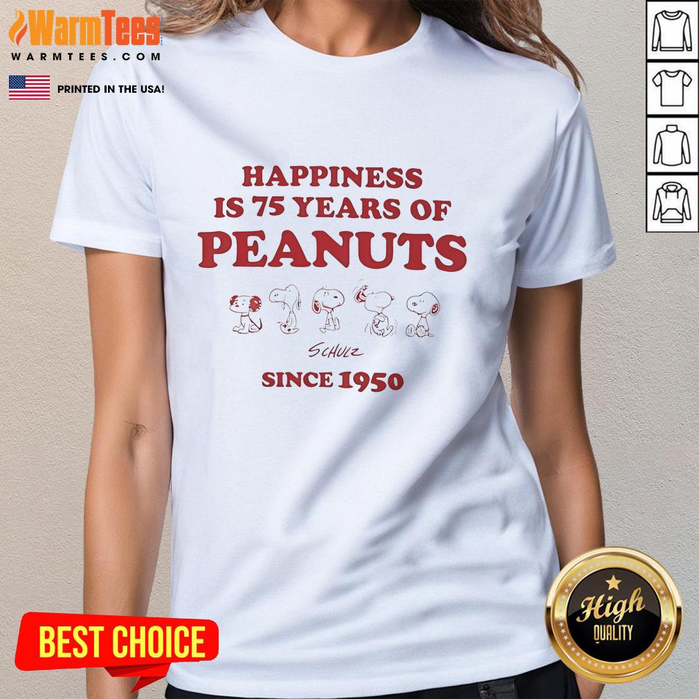 Cute Happiness Is 75 Years Of Peanuts Since 1950 T-Shirt - Image 3