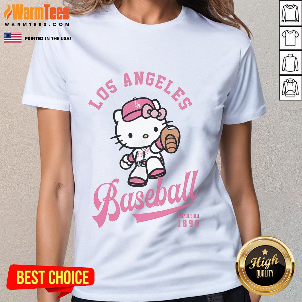 Cute Hello Kitty Los Angeles Dodgers T-Shirt - Image 3