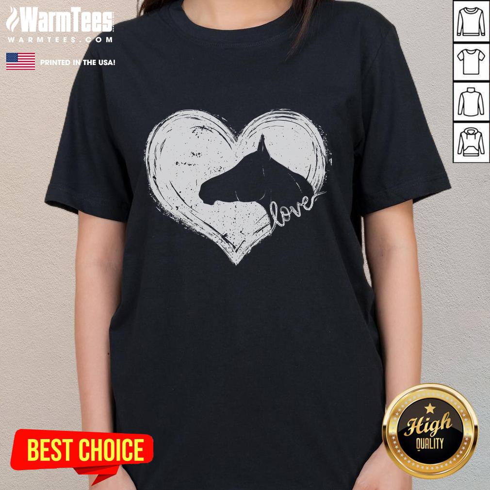 Cute Horse Heart Equestrian Horse Riding Horseback T-Shirt - Image 3