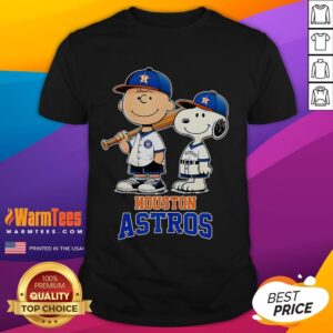 Cute Houston Astros Charlie Brown And Snoopy Baseball Cartoon Fan T-Shirt