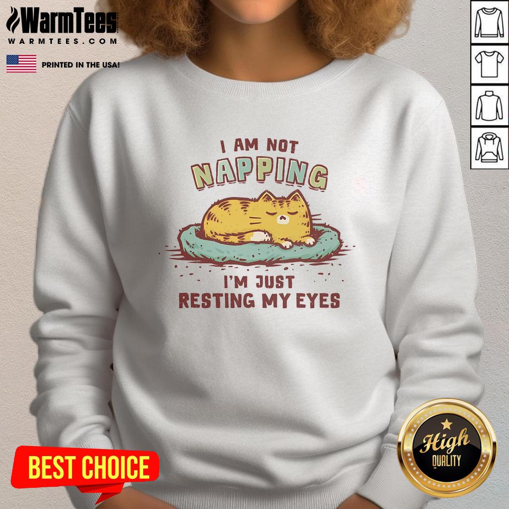Cute I Am Not Napping I'm Just Resting My Eyes Cat T-Shirt - Image 5