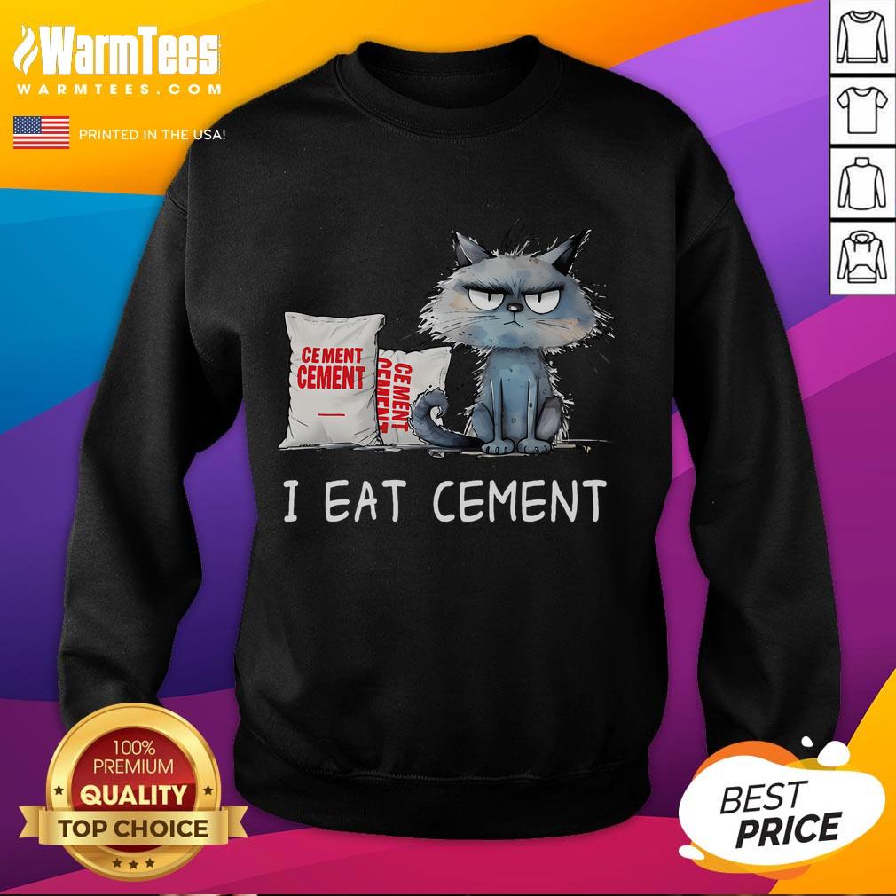 Cute I Eat Cement Funny Cat Meme T-Shirt - Image 5