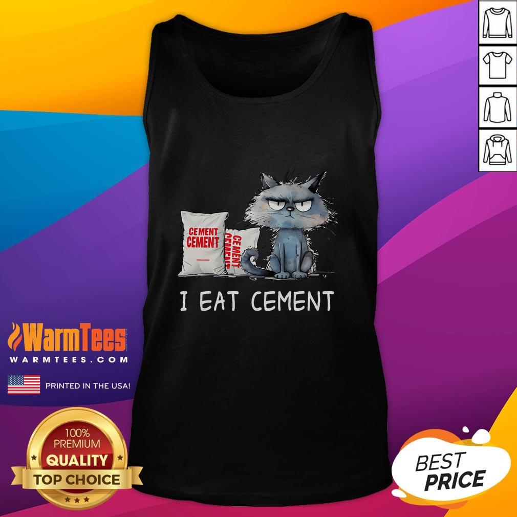 Cute I Eat Cement Funny Cat Meme T-Shirt - Image 4