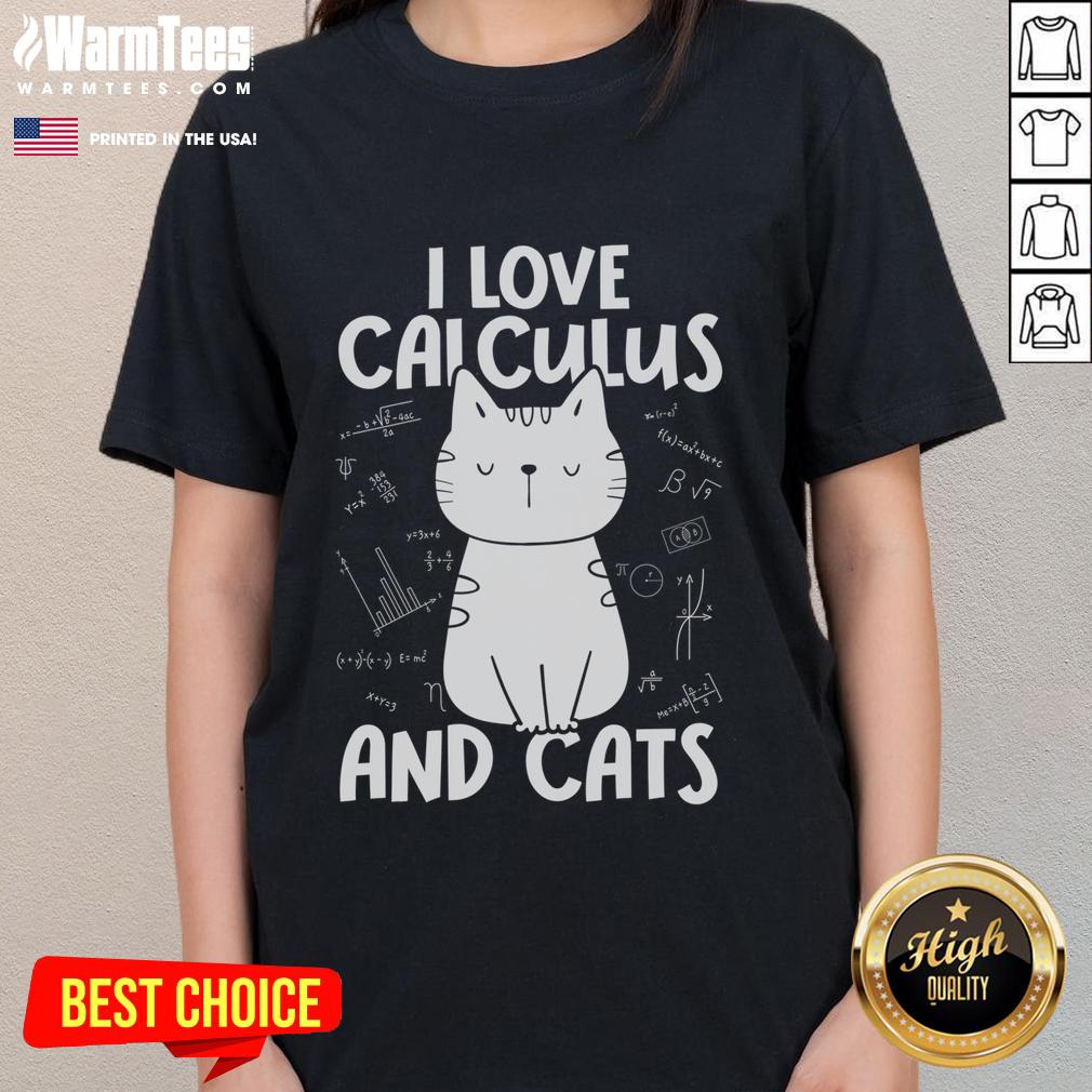 Cute I Love Calculus And Cats Math T-Shirt - Image 3