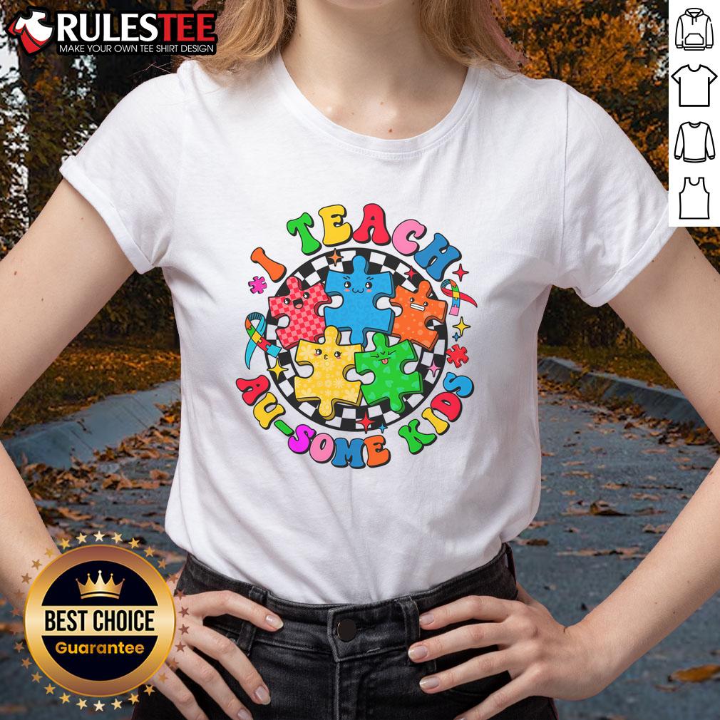 Cute I Teach Ausome Autism Awareness T-Shirt - Image 3