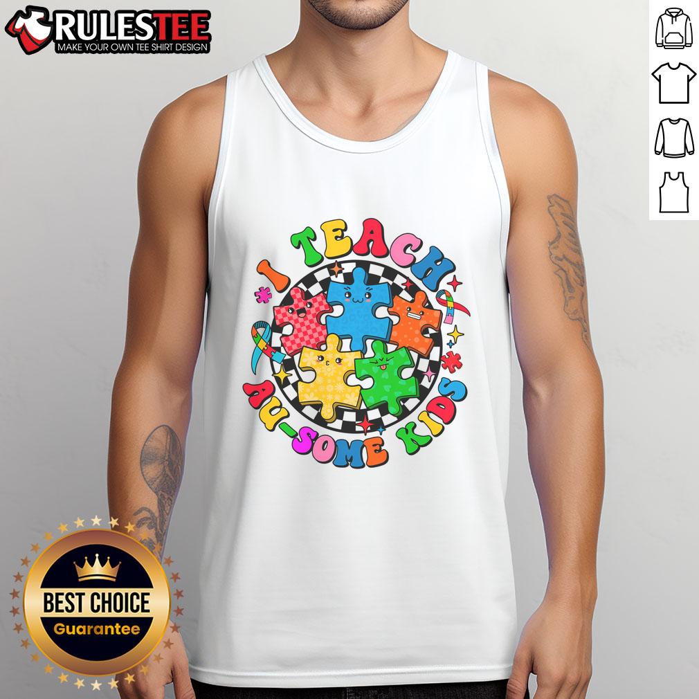 Cute I Teach Ausome Autism Awareness T-Shirt - Image 4
