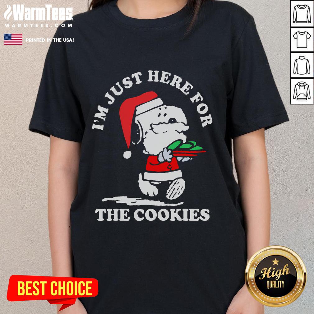 Cute I'm Just Here For The Cookies Snoopy Christmas T-Shirt - Image 3