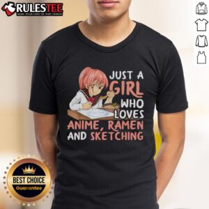 Cute Just A Girl Who Loves Anime Ramen And Sketching T-Shirt