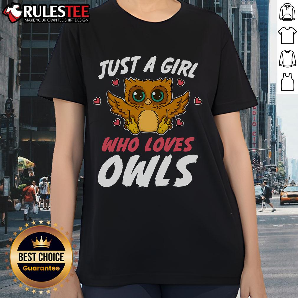 Cute Just A Girl Who Loves Owls Bird Nature Lover T-Shirt - Image 3